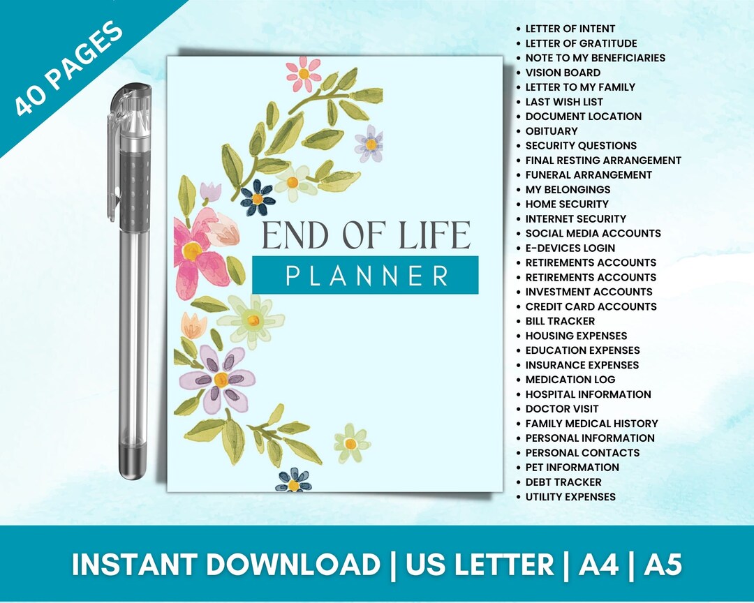 End of Life Planning for Him for Her Printable Binder End of Life ...