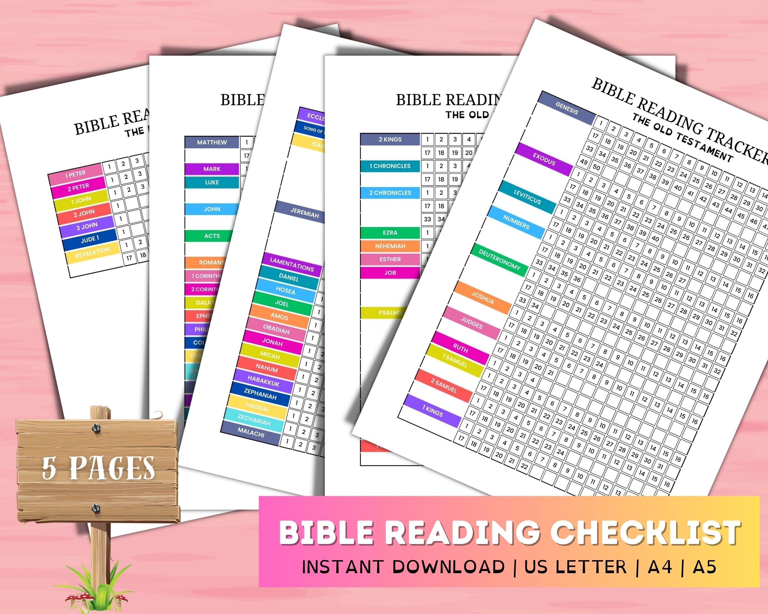 Bible Reading Tracker Bible Reading Log Checklist Bible Study Planner ...