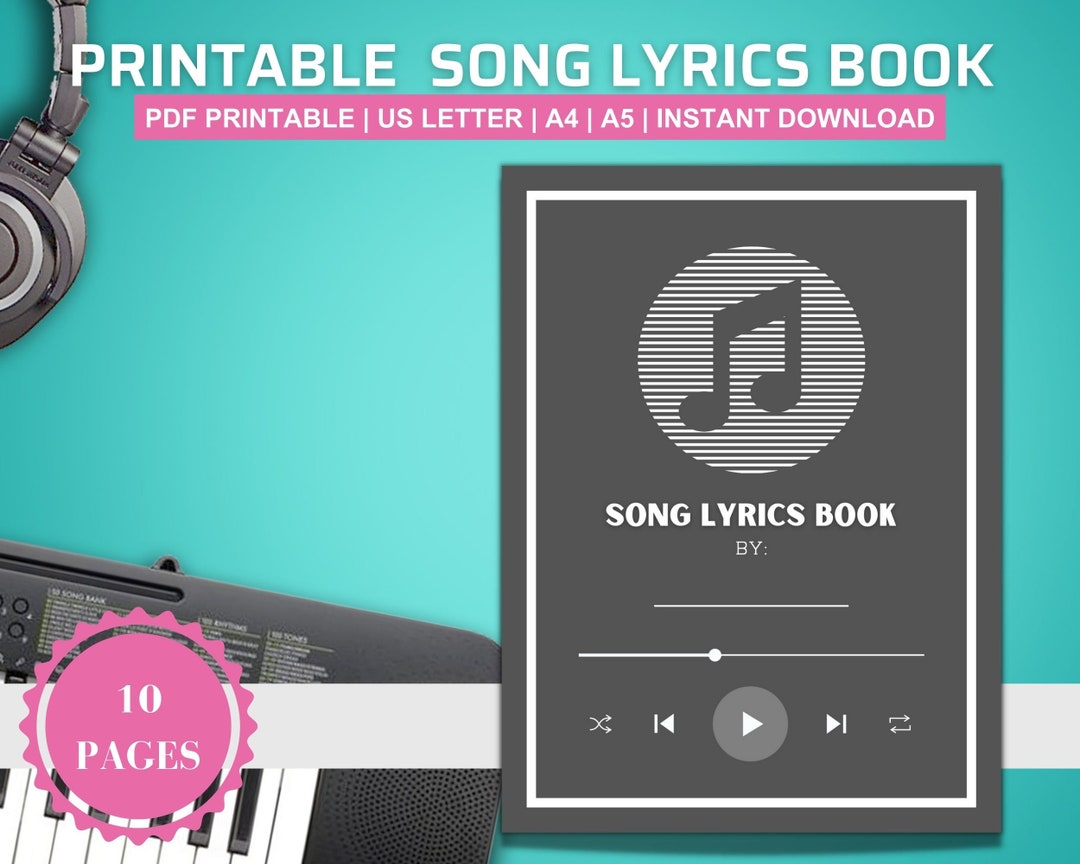 Song Lyrics Book PDF Printable Songwriting Journal Lyrics - Etsy Australia