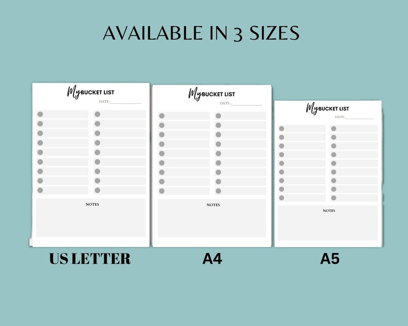 My Bucket List Printable Life Goals Planner Bucket List Etsy