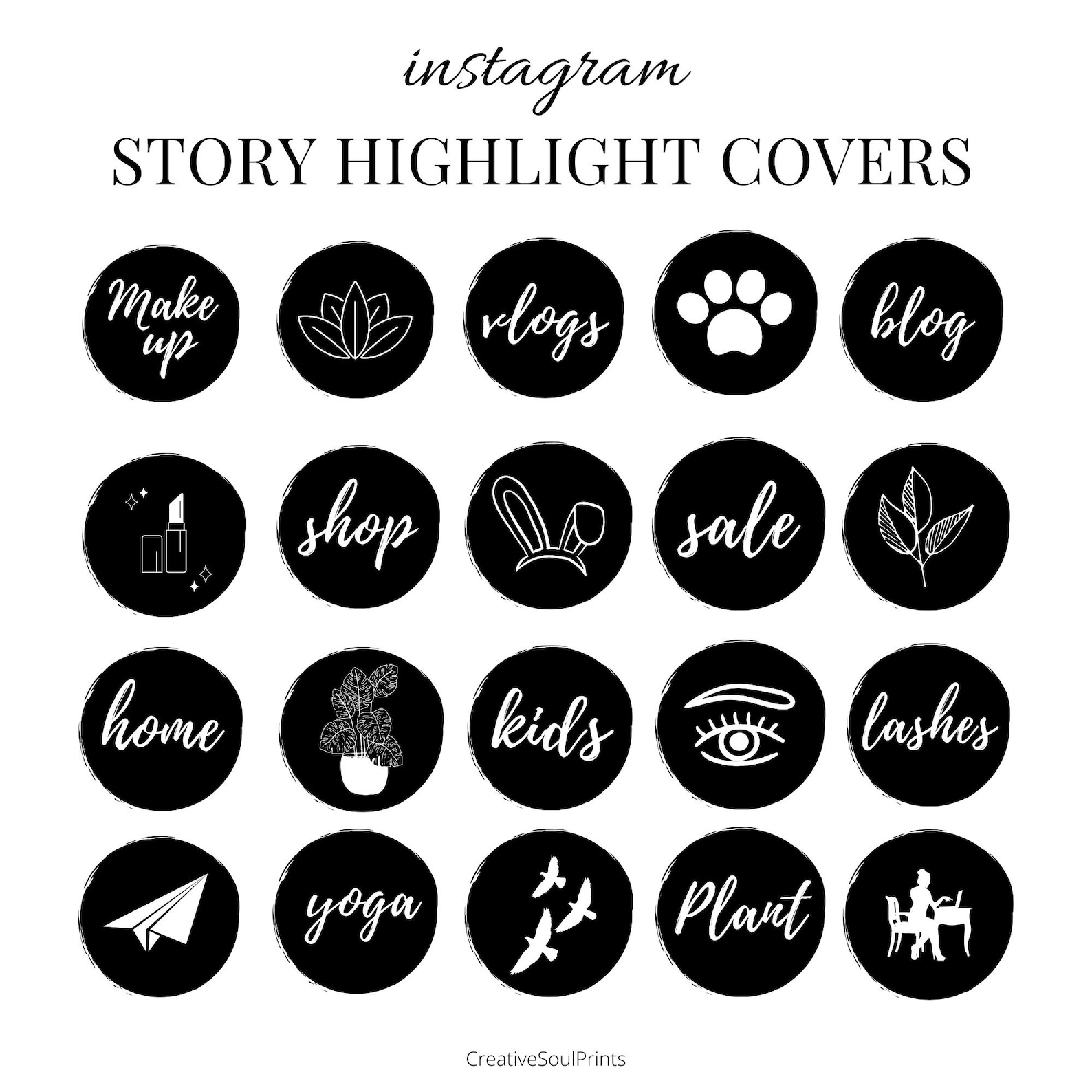 45 Black and White Instagram Highlight Cover Icons | Etsy