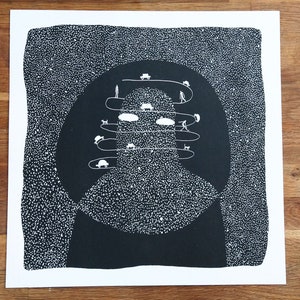 Space Race Riso Print 297x297mm