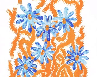 Flowers on the Move A4 Riso Print