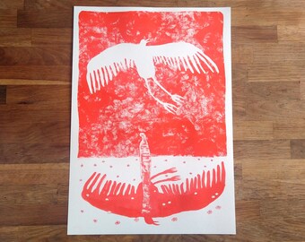 Vogel am Webstuhl A3 Riso Print