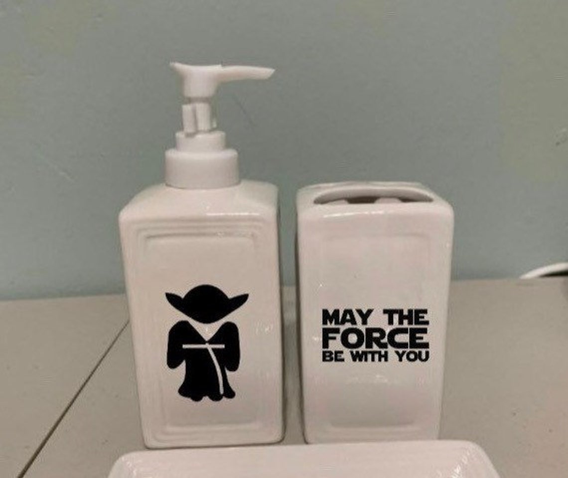 Star Wars Yoda Inspired Bathroom Accessories Soap Dispenser Etsy