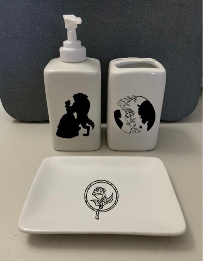 Disney Inspired Beauty and the Beast Bathroom Accessories Etsy