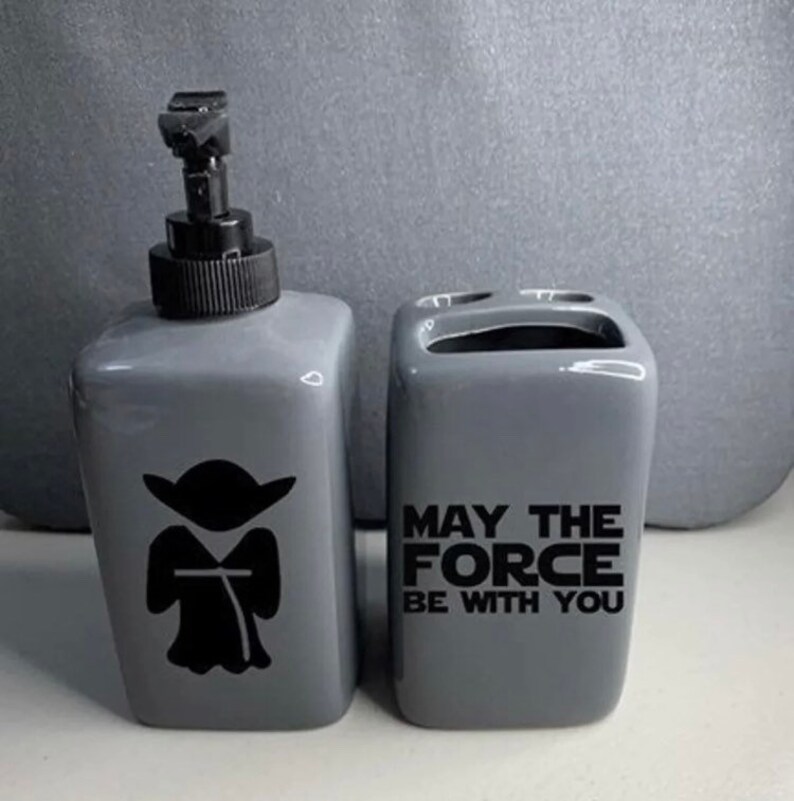 Star Wars Yoda Gray Bathroom Set Etsy