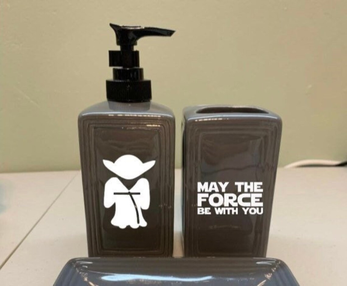 Star Wars Yoda Inspired Bathroom Accessories Soap Dispenser Etsy