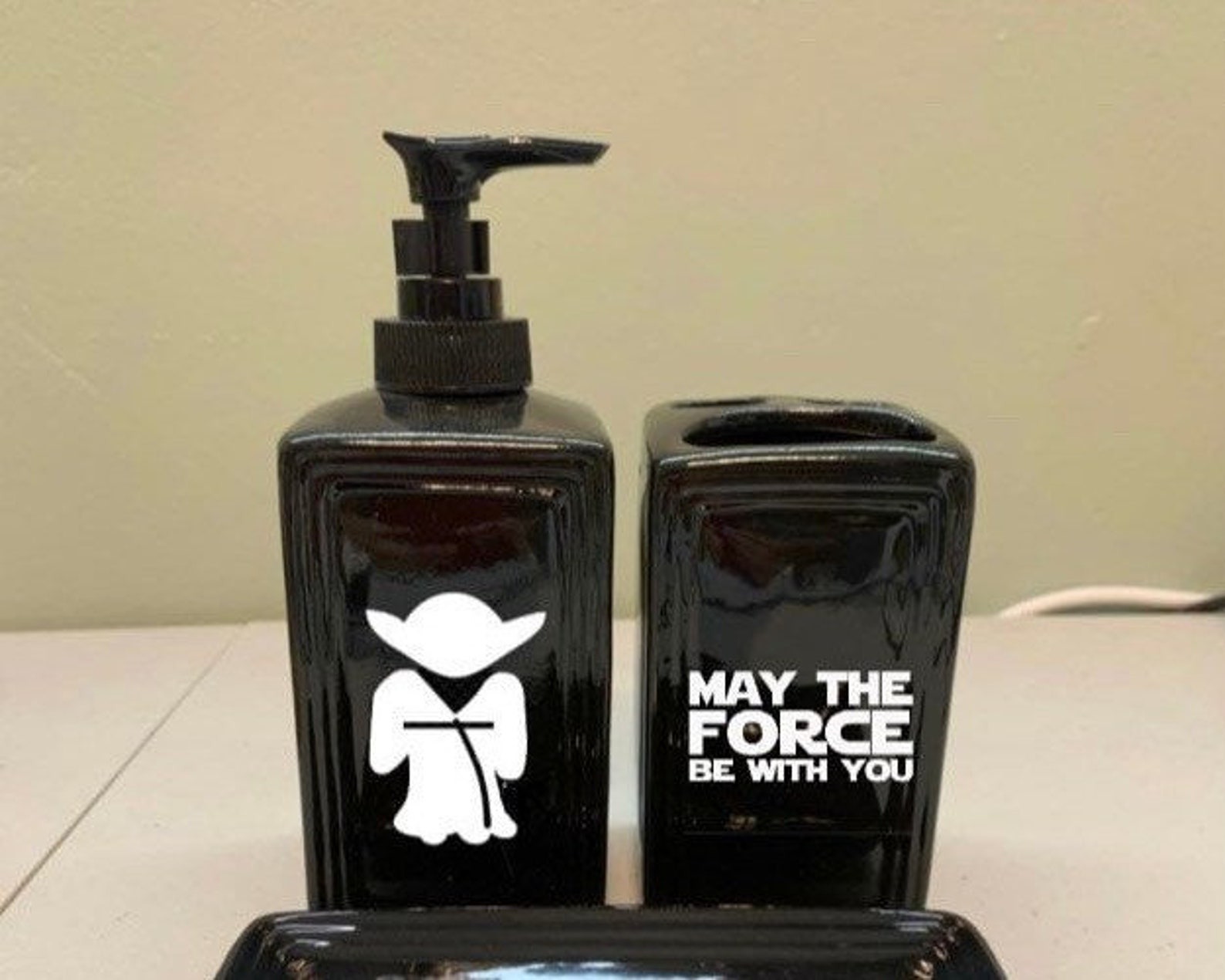 Star Wars Yoda Inspired Bathroom Accessories Soap Dispenser Etsy