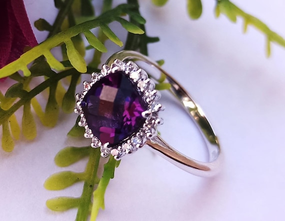 925 Sterling Silver Handmade Ring With Natural African Amethyst