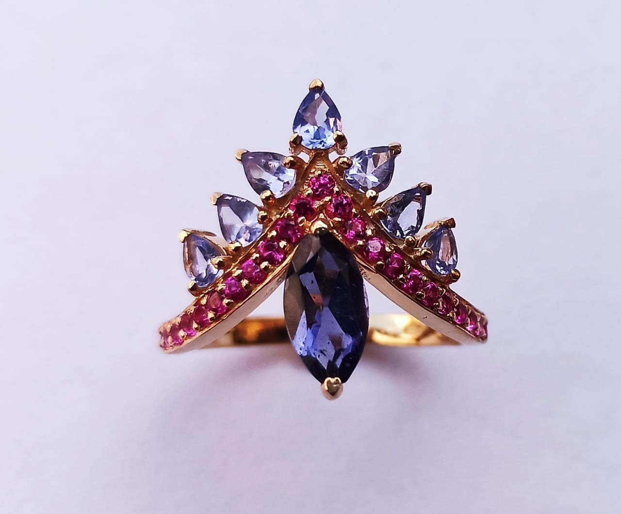 thumbnail image 2 of Handmade Lab-Created Tanzanite 925 Sterling Silver Ring – Oval Blue Gemstone, Vintage Style, Stackable Band, AGI Certified 2 of 4