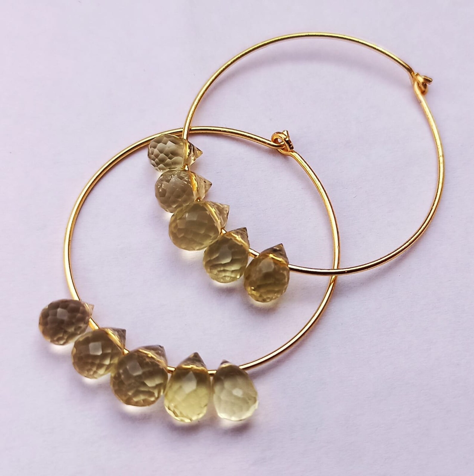 Natural Lemon Topaz Hoop Earrings 925 Sterling Silver Etsy
