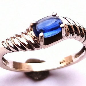 Solide 925 Sterling Silber handgefertigte Ring mit natürlichen Kyanit Edelstein, Oval Form Edelstein, 925 Silber Schmuck, minimalistischen Schmuck
