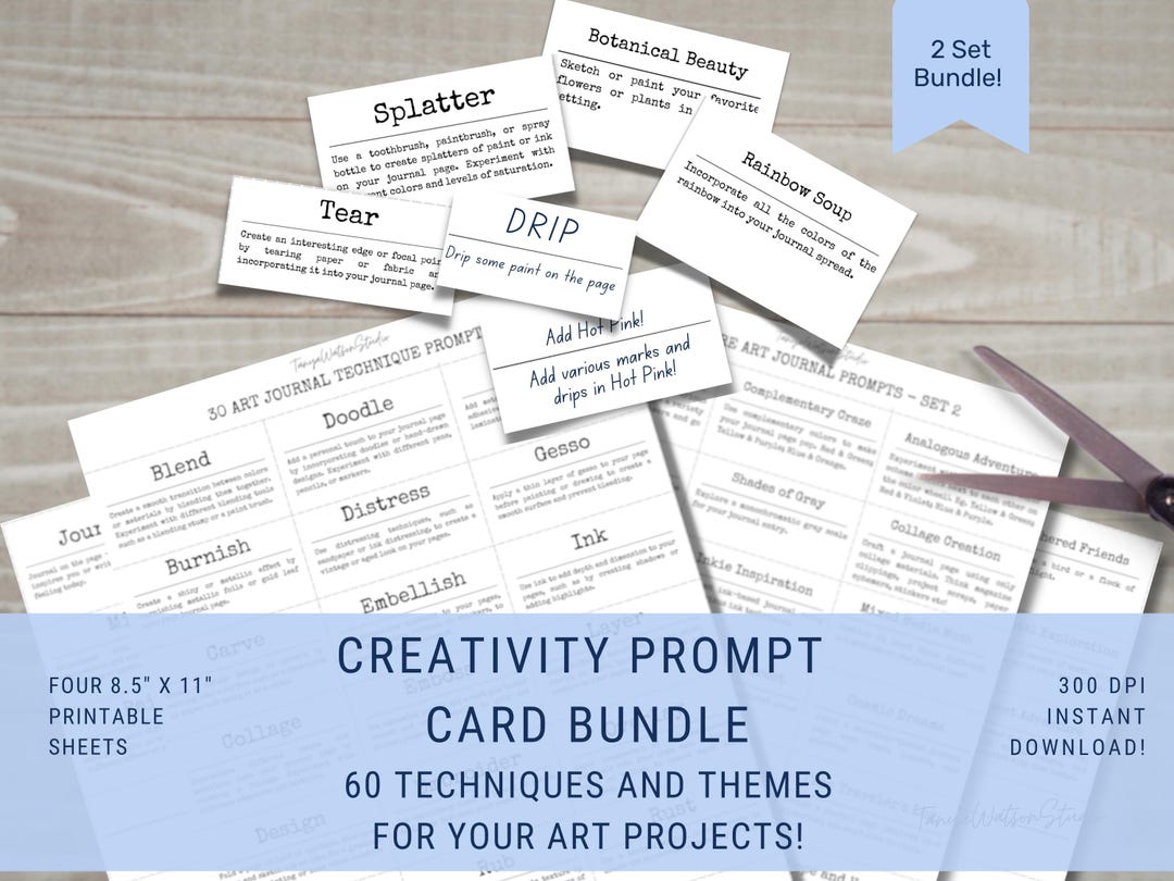 Art Journal Prompt Cards – 60 Creative Techniques & Themes (digital ...