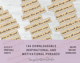 144 Inspirational and Motivational Phrases for your Junk Journal, Art Journal, Vision Board and Mixed Media Projects by Tanya Watson Studio