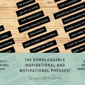 144 Inspirational and Motivational Phrases for your Junk Journal, Art Journal, Vision Board and Mixed Media Projects by Tanya Watson Studio