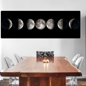 Moon Phase Extra Large Wall Art Canvas Painting , Eclipse Moon Print, Minimalist Moon Phases Canvas Art ,Print on Canvas , Modern Wall Art