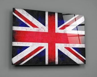 Union Jack Grunge Flag Design Multi Panel Canvas Print wall Art Picture 5 Piece