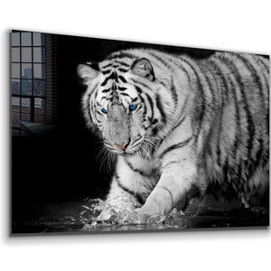 Tiger Tempered Glass Wall Art: Vivid Modern Decor