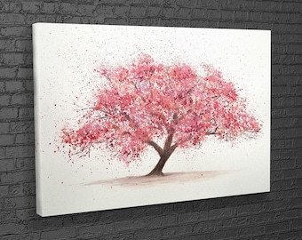 Kirschbaumblüten Gemälde Druck auf Leinwand, Moderne Wandkunst, Leinwand Wandset, Extra Große Wandkunst