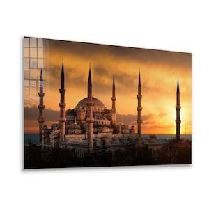 Glass Wall Art /  Acrylic Glass Art / Floating Frame Option /  Canvas Wall Decor / Mother&#39;s Day Gift/   Sultan Ahmet Mosque Glass Art