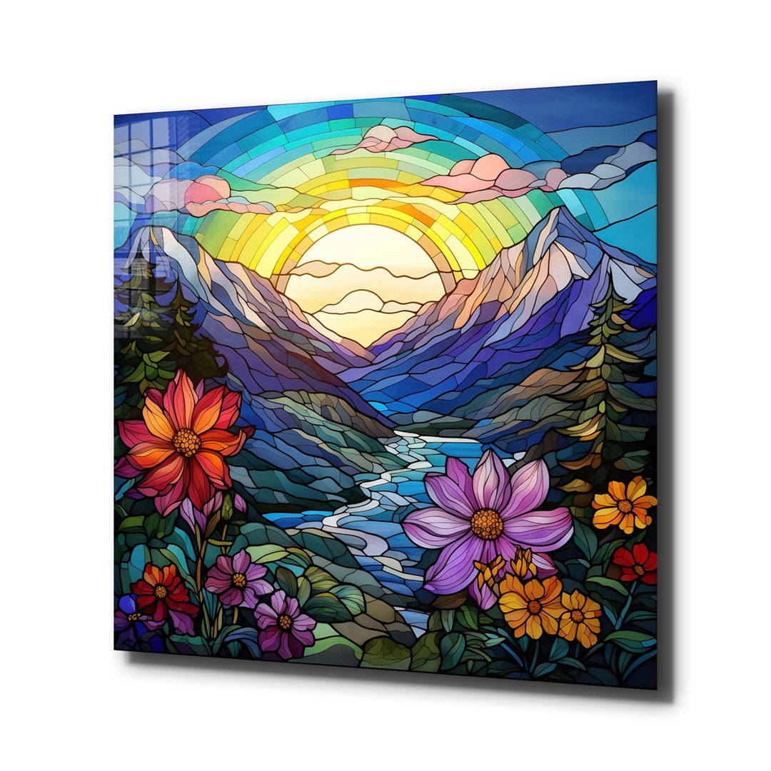 Tempered Glass Wall Art / Stained Wall Art / River Wall Decor / Large