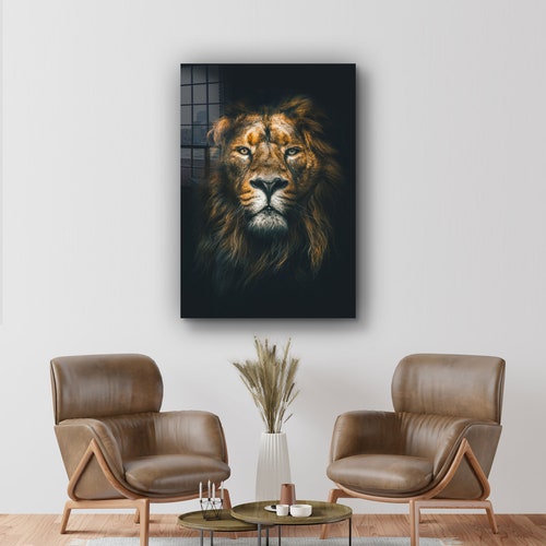 Lion Tempered Glass Printing Wall Art Natural and Vivid Wall Etsy