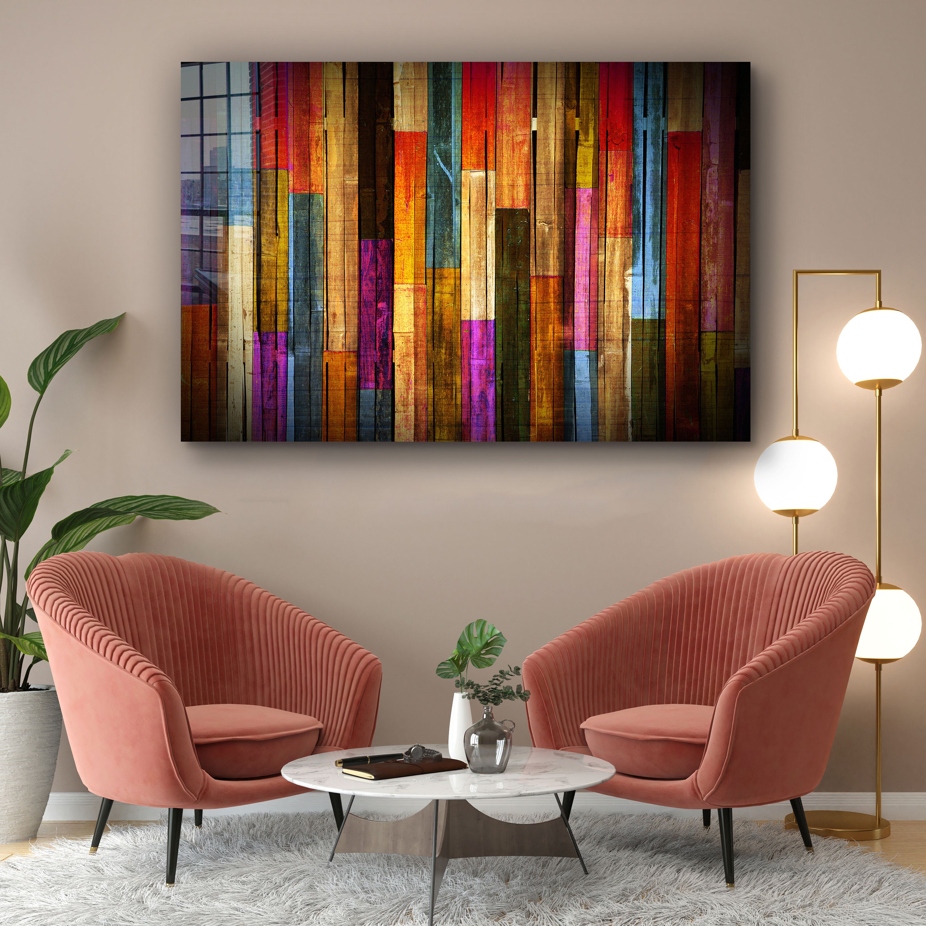 Abstract Tempered Glass Printing Wall Art Natural and Vivid Etsy