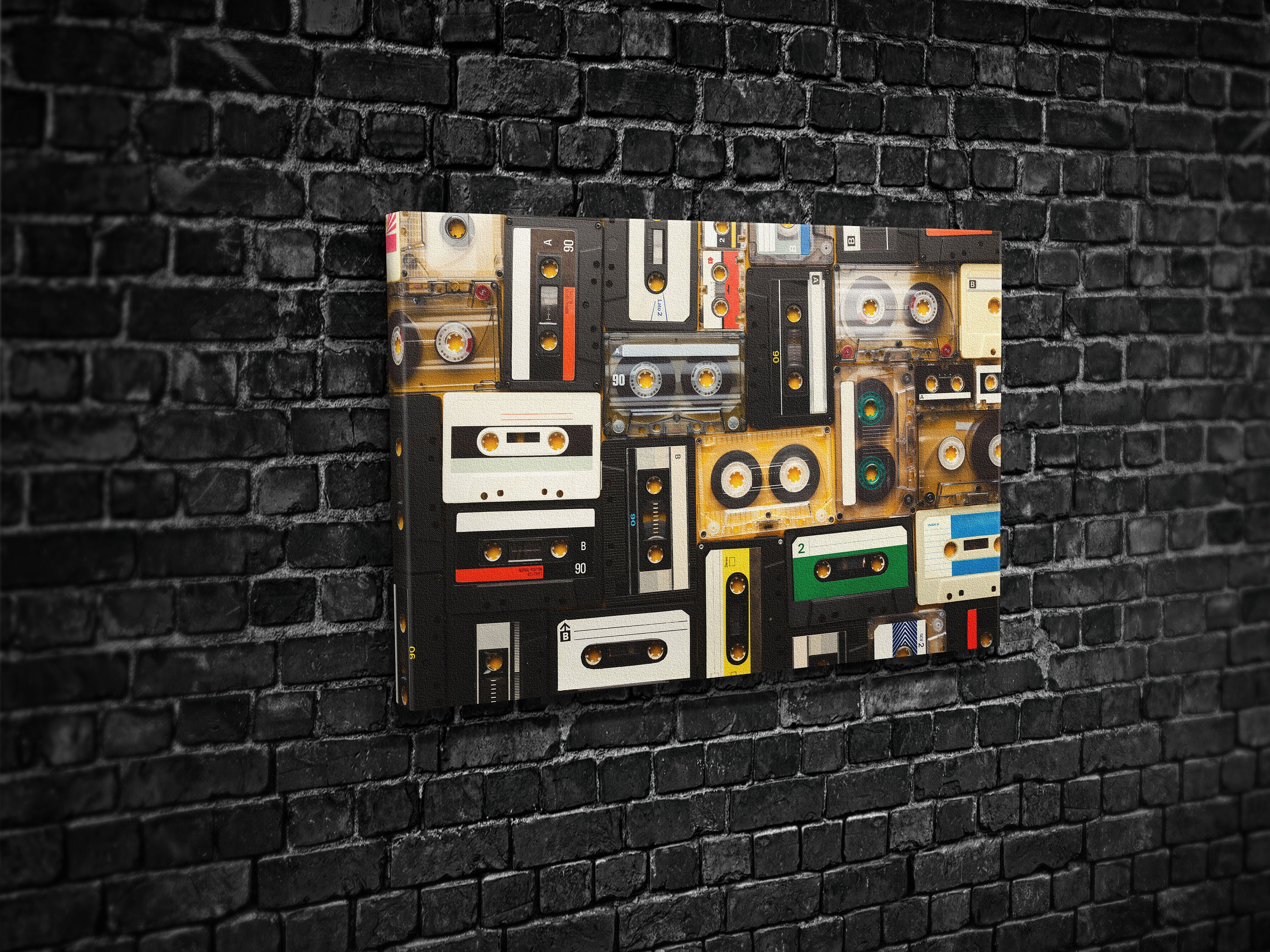 Retro Audio Cassette, Audio Tape Print on Canvas , Floating Frame Option,  Modern Wall Art, Canvas Wall Set , Extra Large Wall Art 