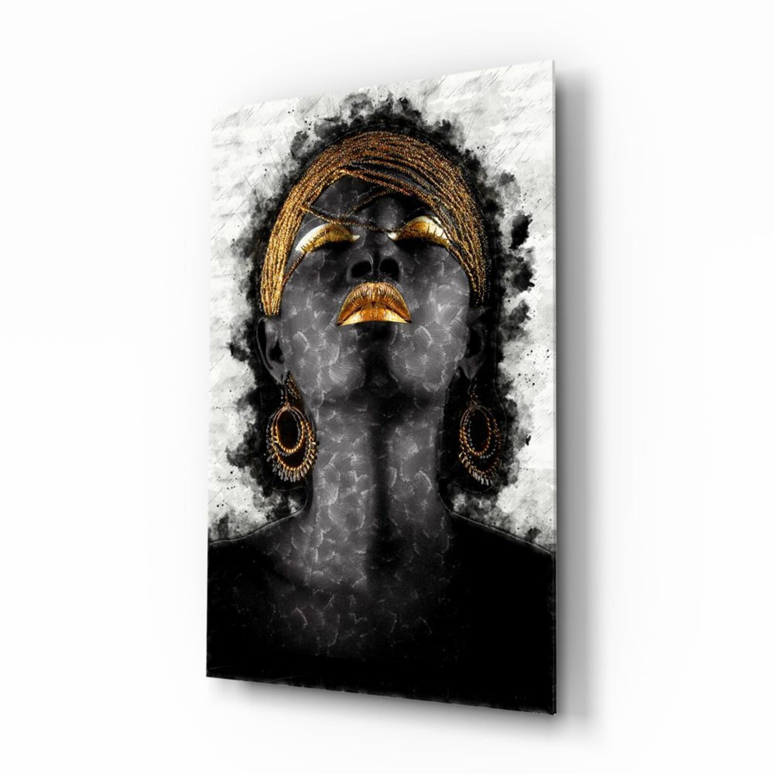 African Woman Abstract Tempered Glass Printing Wall Art | Etsy