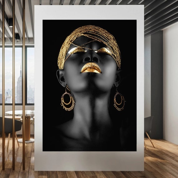African Woman Print on Canvas , Modern Wall Art, Canvas Wall Set , Extra Large Wall Art
