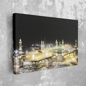 Ka'bah Caaba Kaaba em impressão de vidro, arte de parede moderna, arte de parede extra grande
