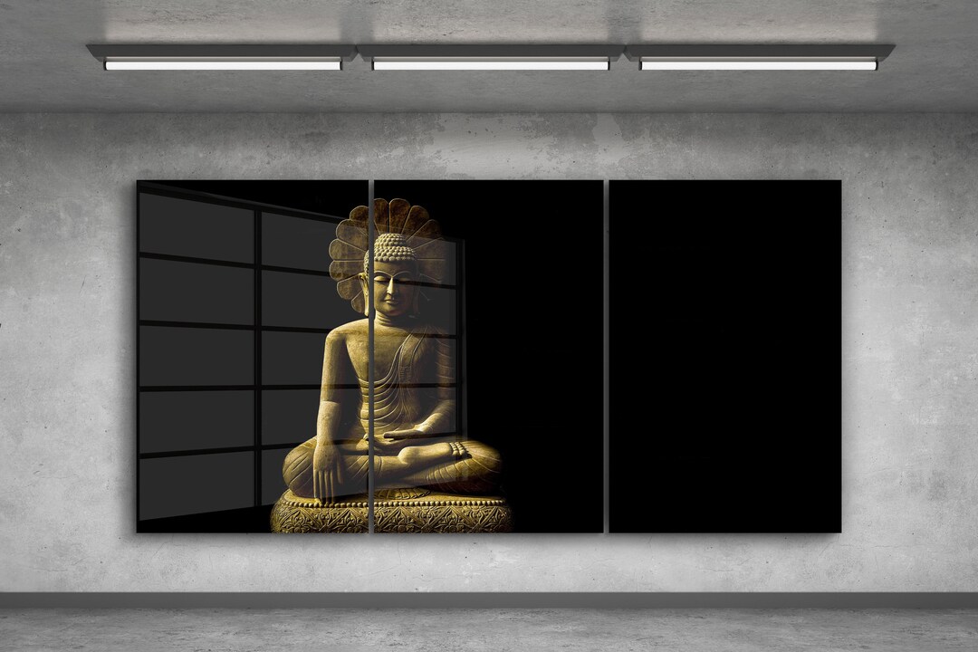 Buddha 3-panel Tempered Glass Wall Art: Extra Large Wall Decor - Etsy