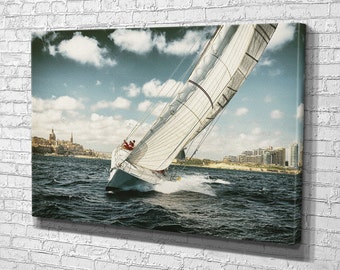 Sailing Yacht Canvas Print: Modern Seascape Wall Art