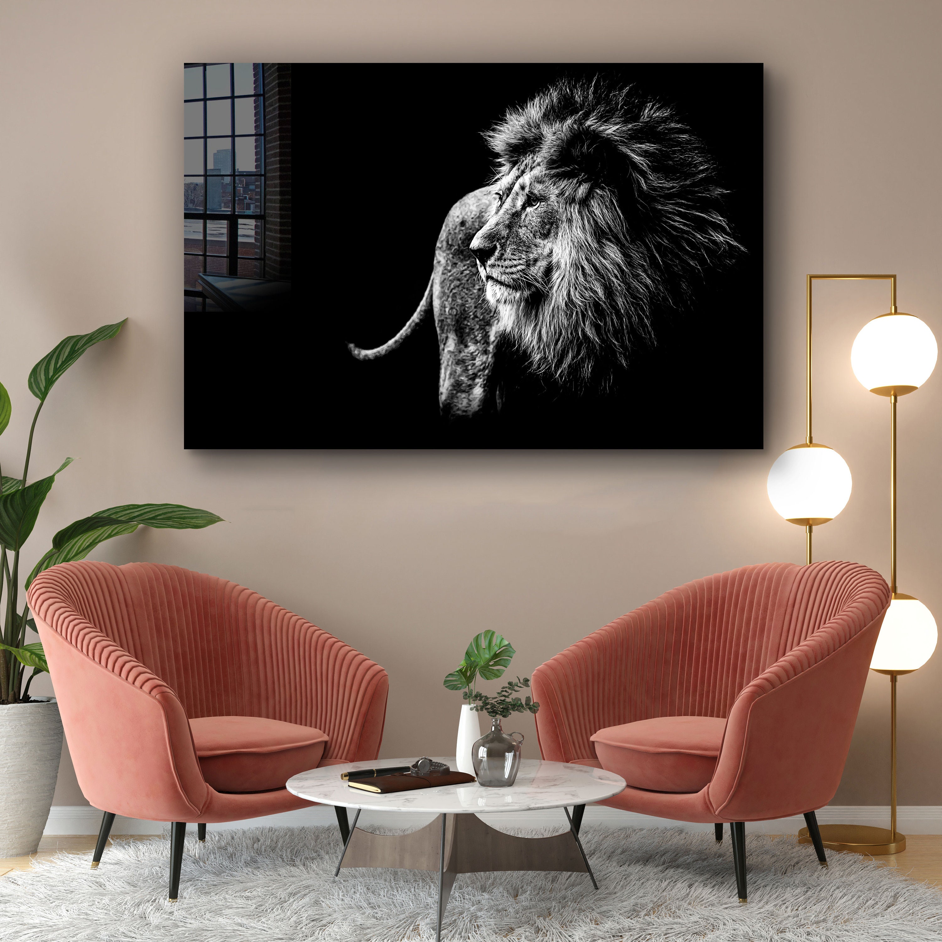 Lion Tempered Glass Printing Wall Art Natural and Vivid Wall | Etsy