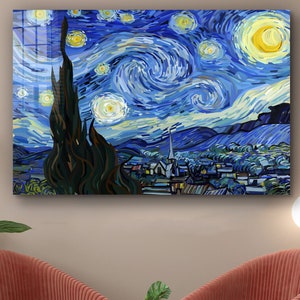 Van Gogh Starry Night Tempered Glass Printing Wall Art - Etsy