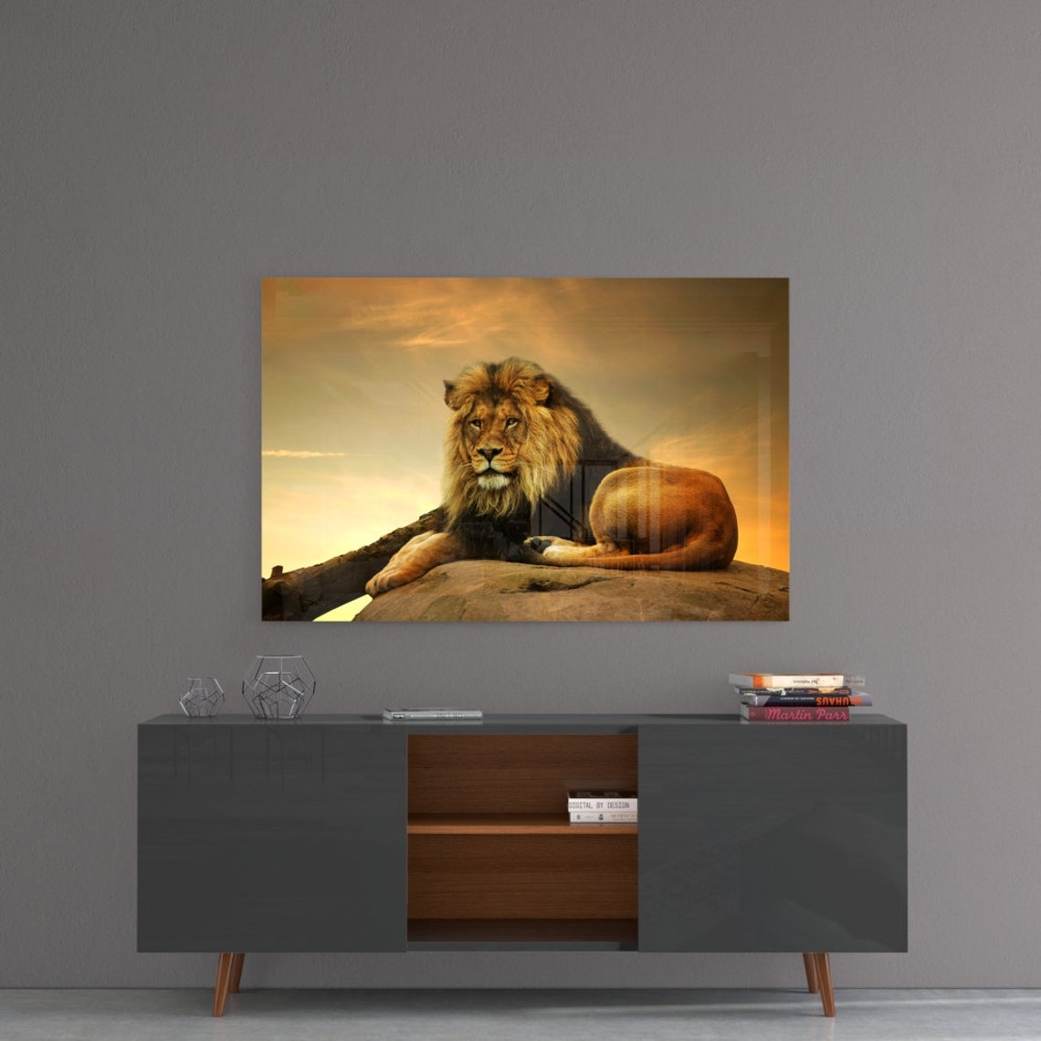 Lion Tempered Glass Printing Wall Art Natural And Vivid Wall Etsy