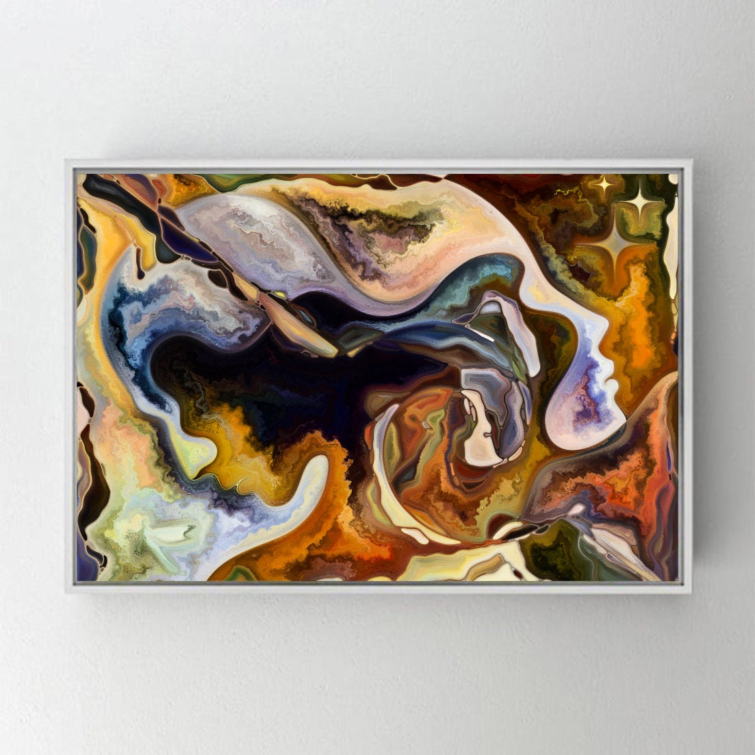 Abstract Art Print on Canvas Floating Frame Option Modern Etsy