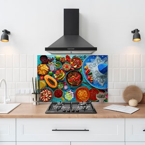 Gift Kitchen Decor-Mexican Food Backsplash-Chopping Board-Tempered Glass Backsplash -Kitchen Wall Decor-Kitchen Decor Gift-Handmade Gifts