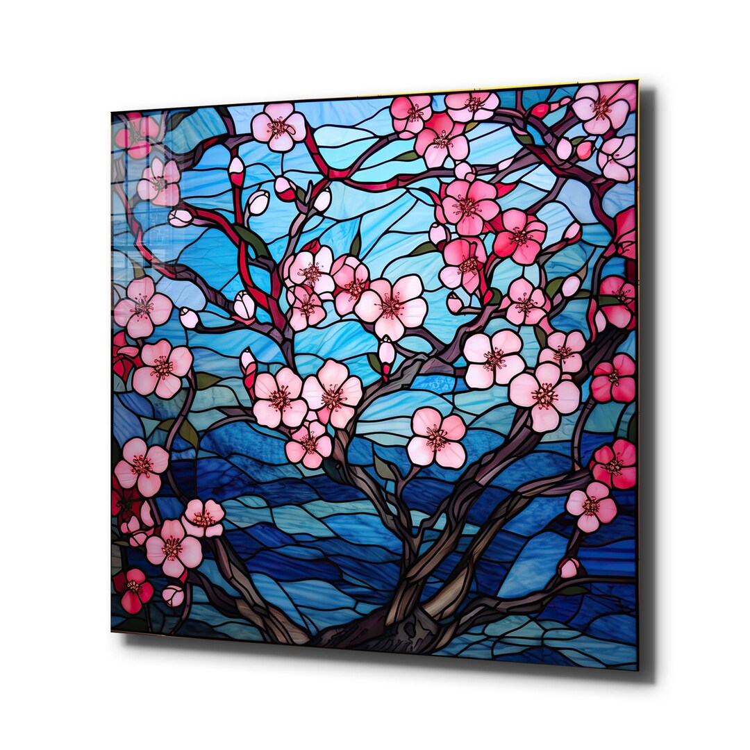 Tempered Glass Wall Art / Stained Wall Art / Flowers Wall Etsy