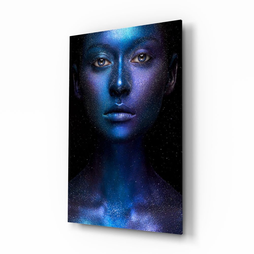Woman in Blue Tempered Glass Printing Wall Art Natural And Etsy