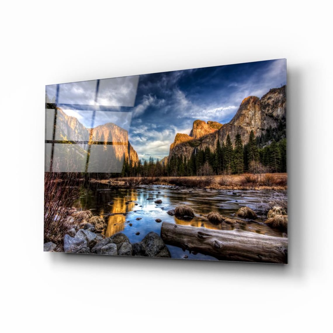 Mountain Lake Tempered Glass Printing Wall Art Natural And Etsy