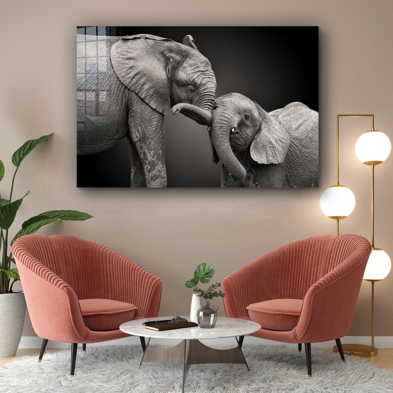 Elephant Tempered Glass Printing Wall Art Natural and Vivid Etsy