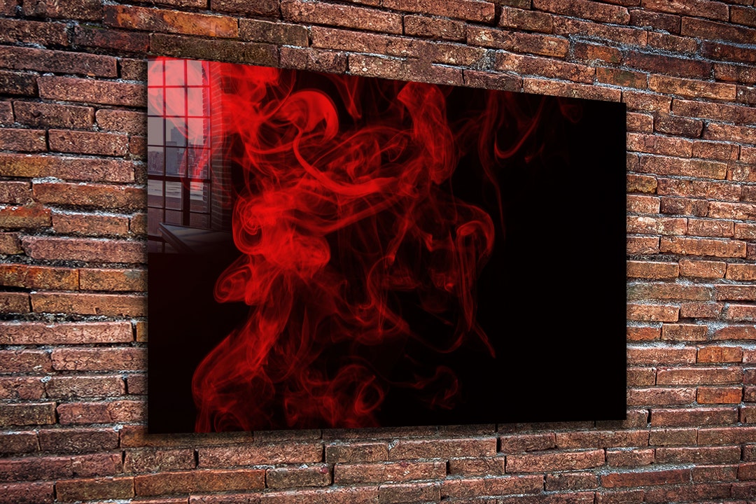 Red Cloud Abstract Tempered Glass Printing Wall Art , Natural and Vivid