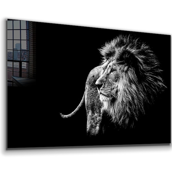 Lion Tempered Glass Printing Wall Art , Natural And Vivid Wall Decor , Modern Wall Art, Extra Large Wall Art