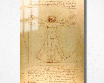 Arte de parede em tela do Homem Vitruviano: Impressão da anatomia de Leonardo Da Vinci