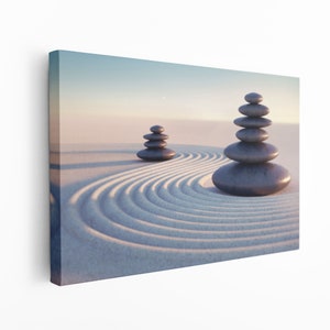 Zen Equilibrium Print on Canvas , Floating Frame Option, Modern Wall Art, Canvas Wall Set , Extra Large Wall Art