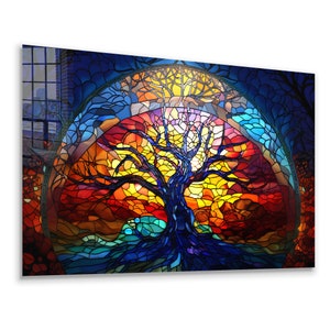 Glass Wall Art  / Acrylic Glass Art / Floating Frame Option /  Canvas Wall Decor /  Mother's Day Gift/ Tree of Life  Glass Art