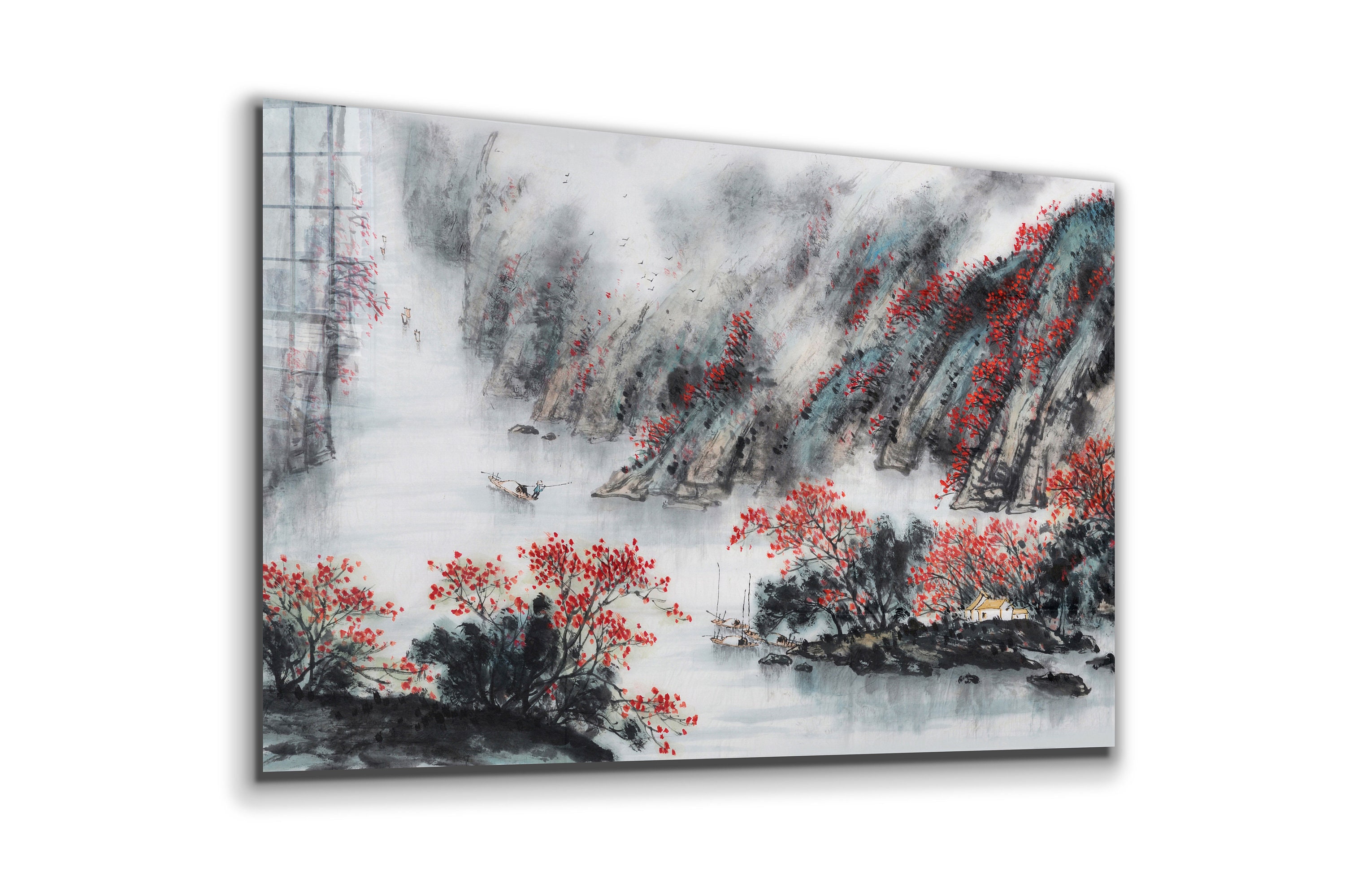 Japanese Style Painting Tempered Glass Printing Wall Art - Etsy