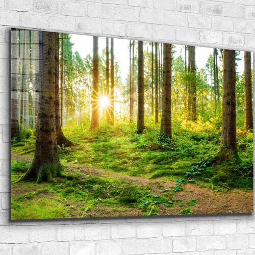 Mountain Lake Tempered Glass Printing Wall Art Natural and Etsy